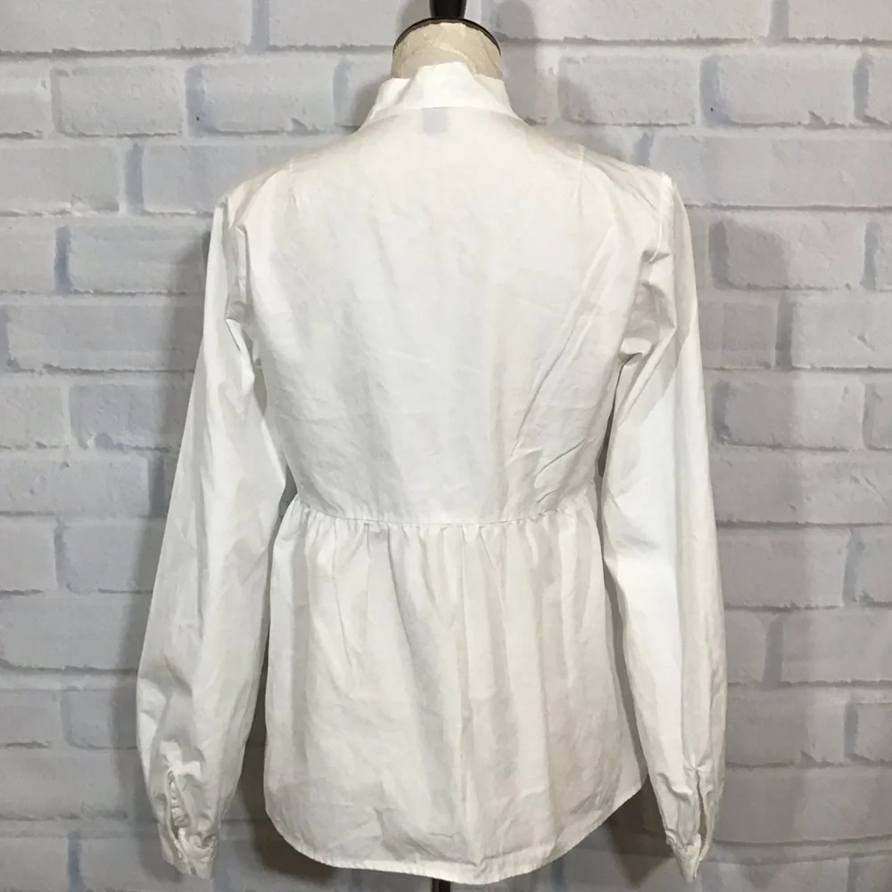 Gap White Cotton Bow Front Blouse Sz.‎ M - Picture 2 of 4